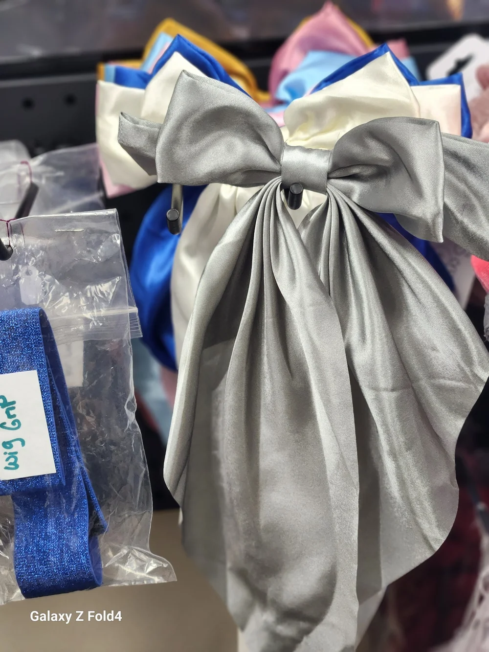 Silver Satin Bow Hair Clip - Kids Hair Accessory